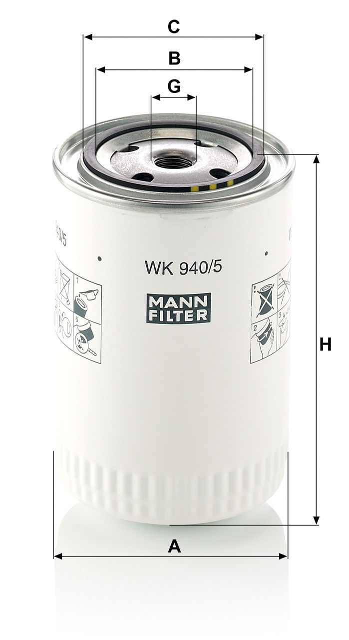 MAZOT FILTRESI DAF ATOM TIPI   A-93mm B-62mm C-71mm G-M16x1.5 H-142mm
